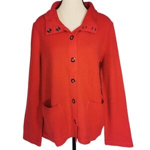 Escape by Habitat Cherry Red Waffle Knit Snap Jacket Relaxed Fit NWT Size S